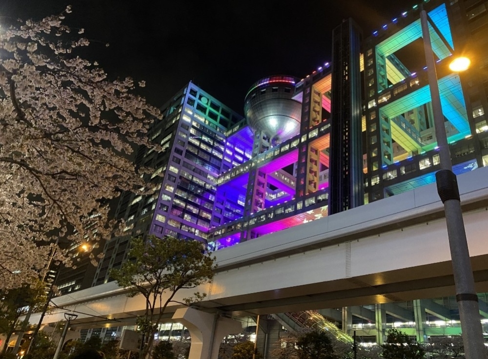 お台場で夜桜デート！