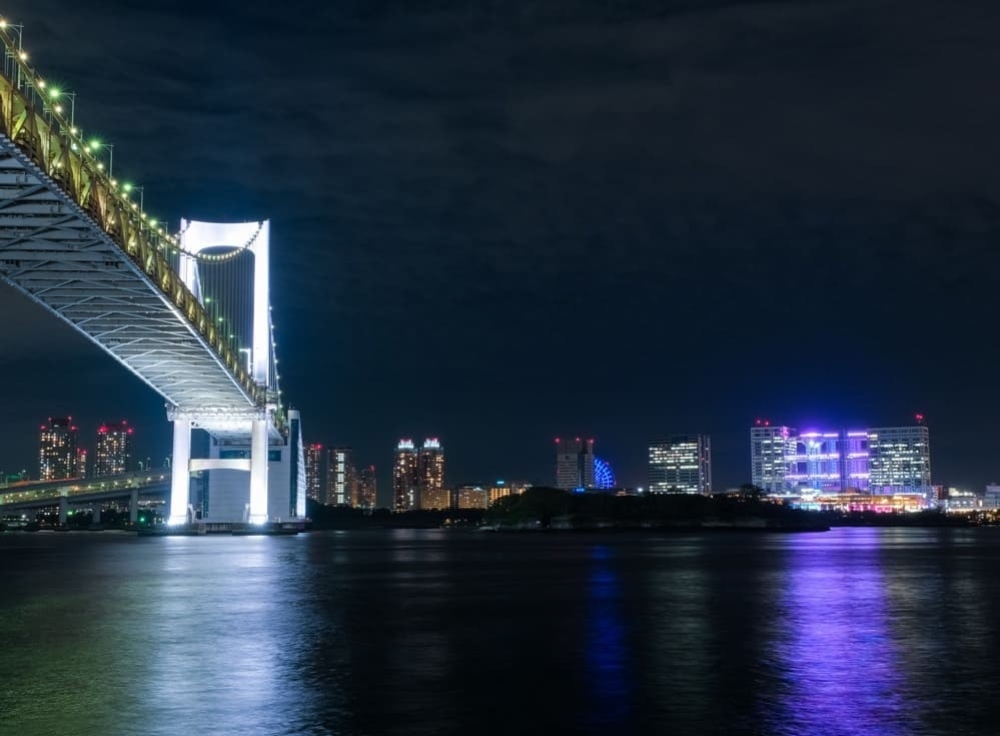 芝浦南ふ頭公園でレインボーブリッジの夜景を満喫