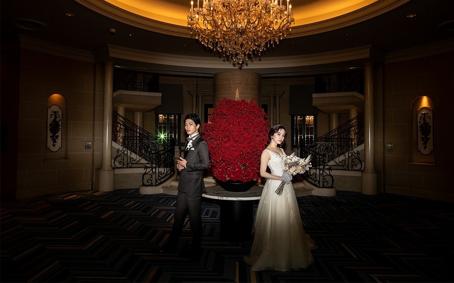 ホテルの素敵なフォトスポットで撮影