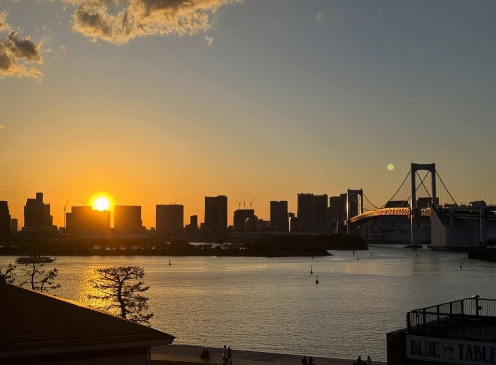 16:30｜お台場海浜公園で夕暮れの東京湾を眺める