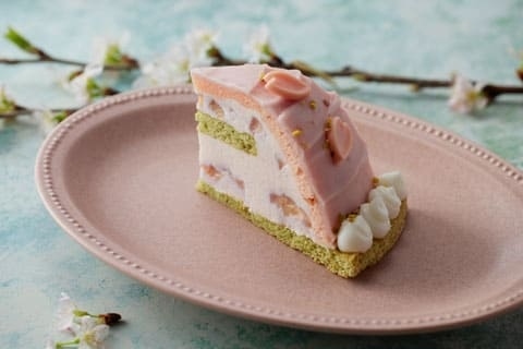 桃と桜のドームケーキ