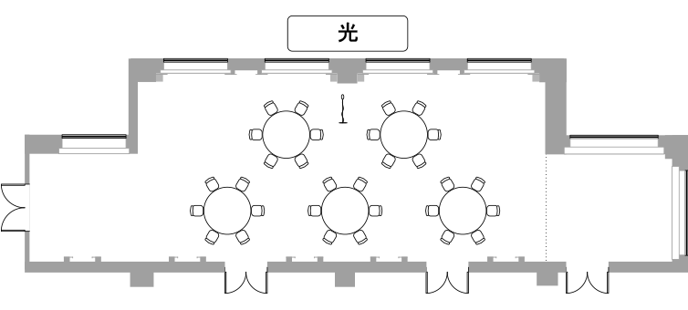 Round table for 6 people x 3 tables