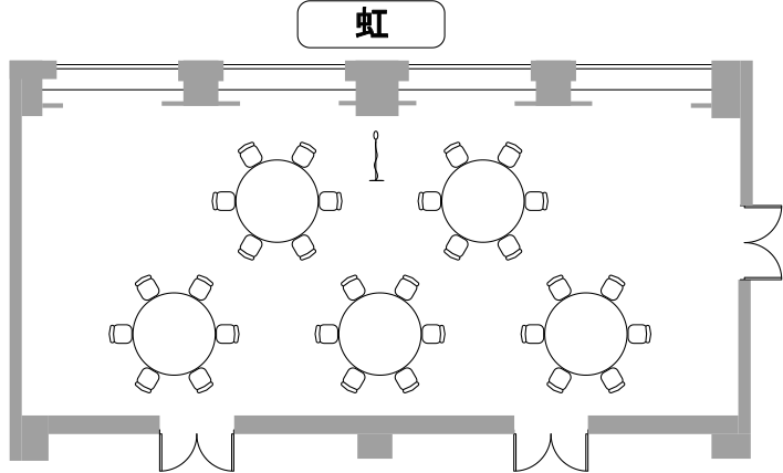 Round table for 6 people x 5 tables