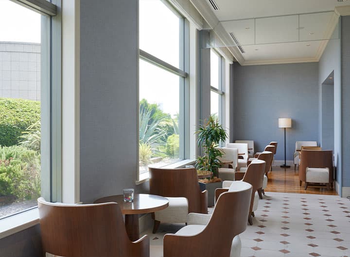 Check in and out at the private lounge