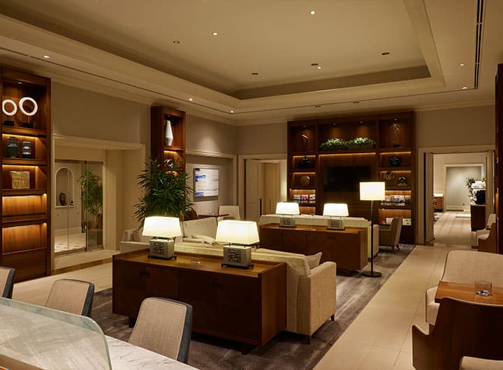 Check in and out at the private lounge