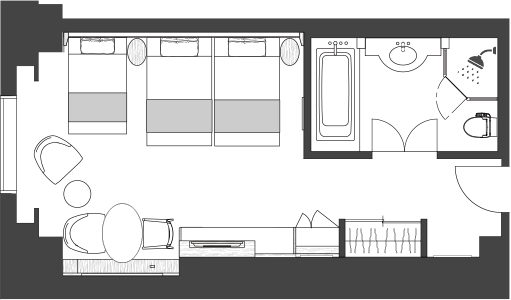 디럭스 룸 트리플 레인보 브리지 측