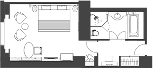 럭셔리 룸 그랜드 킹 레인보 브리지 측