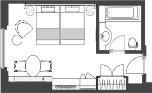 高級客房 雙床房 面向彩虹橋 / 無指定眺望景觀
