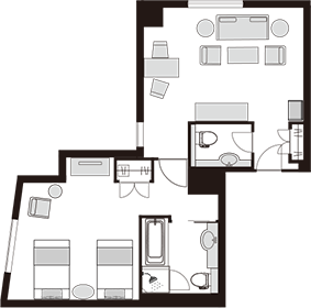 轉角套房 雙床房 面向彩虹橋 / 無指定眺望景觀