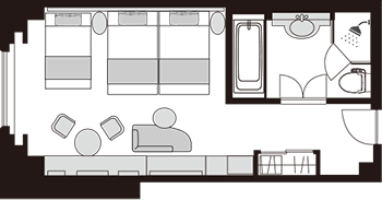 豪華客房 三床 面向彩虹橋 / 無指定眺望景觀