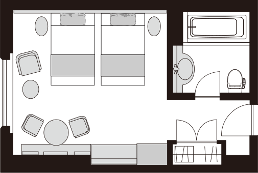 高級客房 雙床房 面向彩虹橋 / 無指定眺望景觀